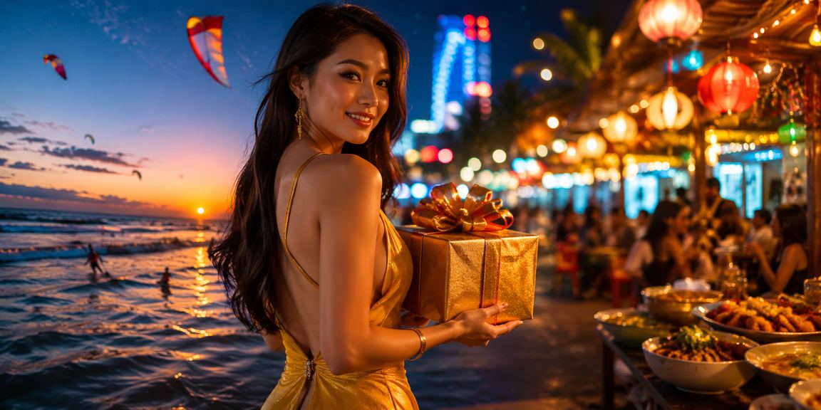 Chợ đêm Mũi Né sôi động gợi lên không khí giải trí và cá cược hấp dẫn